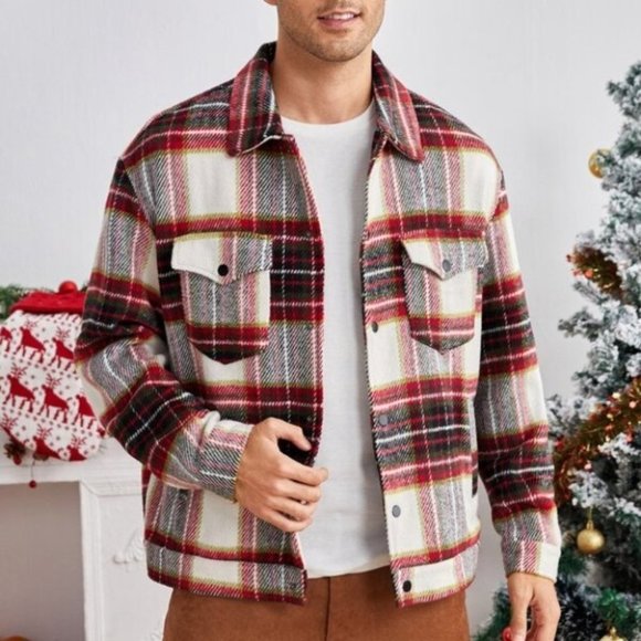 Other - CASUAL CONTEMPORARY Men Tartan Flap Pocket Overcoa